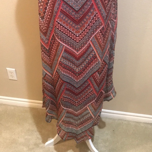 Chevron Patterned Sheer fully Lined Sleeveless Fish Tail Dress-Size L - Picture 6 of 12